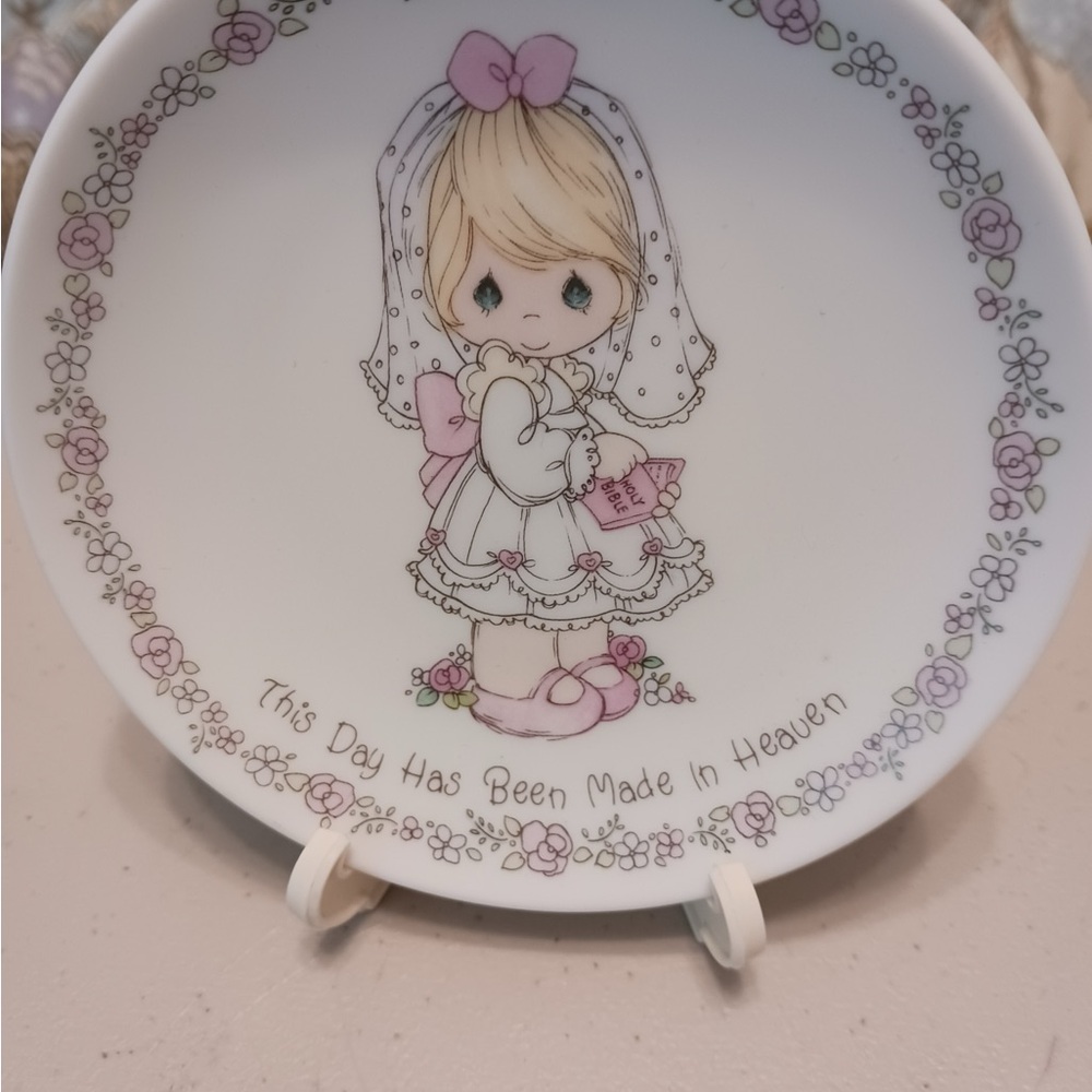 Precious Moments Pink and White Decorative Plate